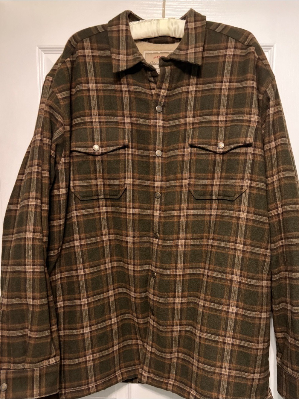 Vintage Eddie Bauer Wool Blend Sherpa Lined Plaid Flannel Shacket Jacket XXL